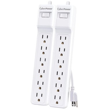 CyberPower® MP1073SS 2-Pack of Essential Surge-Protector 6-Outlet Power Strips, 2-Foot Cord