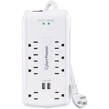CyberPower® P806U Home Office Surge-Protector 8-Outlet Power Strip with 2 USB Ports, 6-Foot Cord