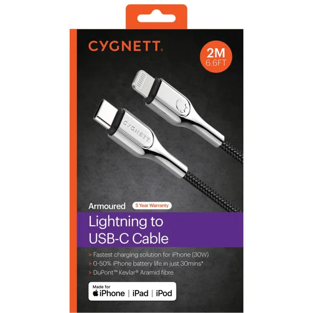 Cygnett® Armored Lightning® to USB-C® Charge and Sync Cable (6 Ft.)