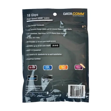 DataComm Electronics PrimePass Certified 18-Gbps High-Speed HDMI® Cable with Ethernet (1.5 Ft.)