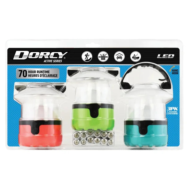 Dorcy® LED Mini Lanterns with Batteries, 3 Pack