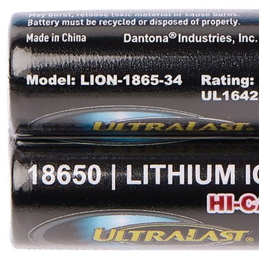 Ultralast® 3,400 mAh 18650 Retail Blister-Carded Batteries (2 Pack)