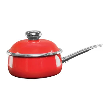 Vita® 3.2-Qt. Enamel-on-Steel Covered Saucepan (Red)