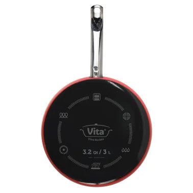 Vita® 3.2-Qt. Enamel-on-Steel Covered Saucepan (Red)