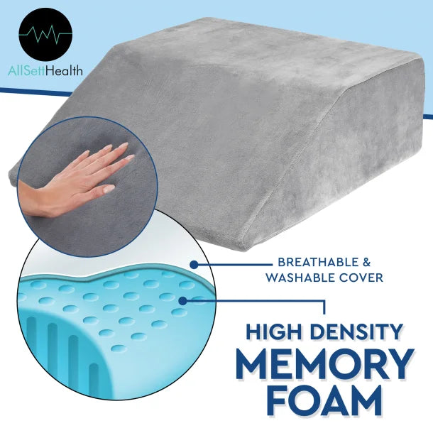 AllSett Health® Leg-Elevation Wedge Memory Foam Pillow (Gray)