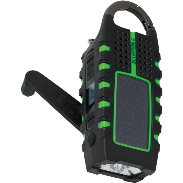 Eton® Scorpion II AM/FM/NOAA® Weatherband Radio and Flashlight, Black and Green