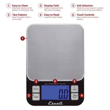 Escali® Nutro Digital Food Scale (Black/Silver)