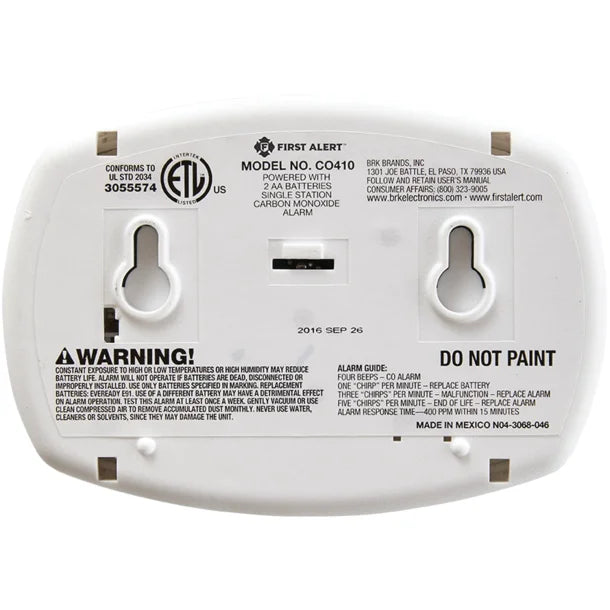 First Alert® Battery-Powered Carbon Monoxide Alarm with Backlit Digital Display