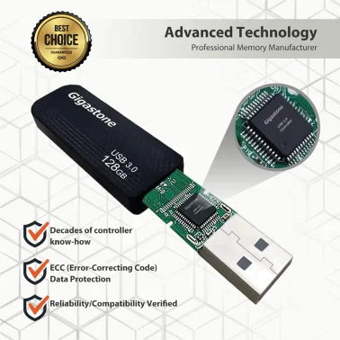 Gigastone® Z30 USB 3.0 Retractable Flash Drive (128 GB)
