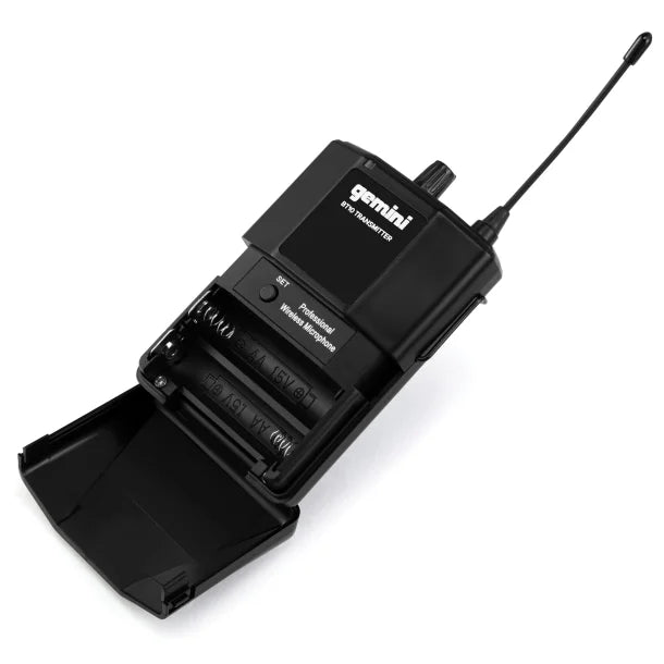 Gemini® GMU-HSL100 UHF Single-Channel Wireless Microphone System with Headset Microphone and Lavalier Microphone