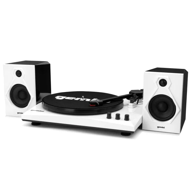 Gemini® TT-900B Belt-Drive 3-Speed Turntable System with Bluetooth® and Stereo Speakers (White)