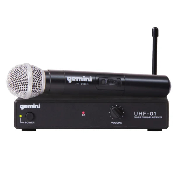 Gemini® UHF-01M-F1 UHF Single-Channel Wireless Microphone System with Handheld Microphone