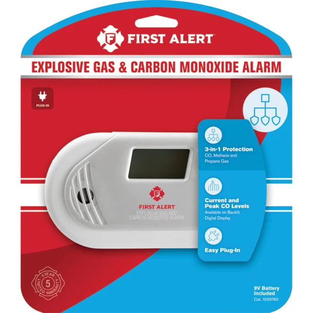 First Alert® GC01CN Combo Explosive Gas and Carbon Monoxide Alarm with Digital Display