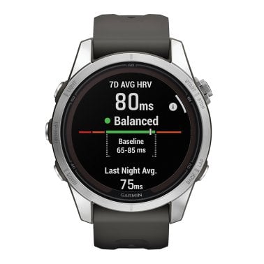 Garmin® fēnix® 7S Pro Solar Edition Smartwatch, Silver Bezel with Graphite Band