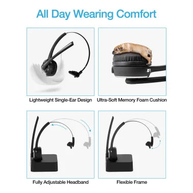 Naztech® N980 Over-the-Head Bluetooth® Headset with Charging Base
