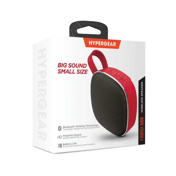 HyperGear® Fabrix Mini Portable Bluetooth® Rechargeable Speaker with Microphone (Red)