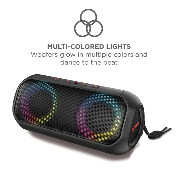ION® Uber™ Boom Portable Bluetooth® Speaker with Speakerphone, Lights, and Stereo-Link™