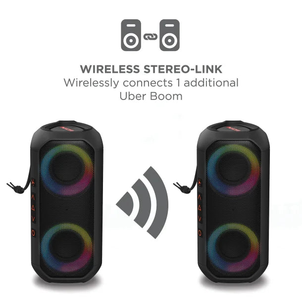ION® Uber™ Boom Portable Bluetooth® Speaker with Speakerphone, Lights, and Stereo-Link™