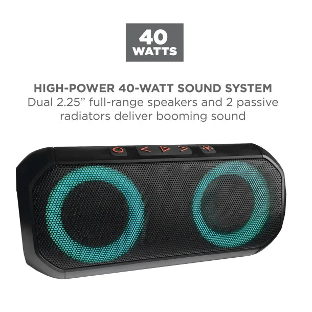 ION® Uber™ Boom Portable Bluetooth® Speaker with Speakerphone, Lights, and Stereo-Link™