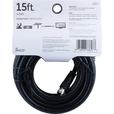 GE® RG6 Coaxial Cable with F-Type Connectors, Black (15 Ft.)