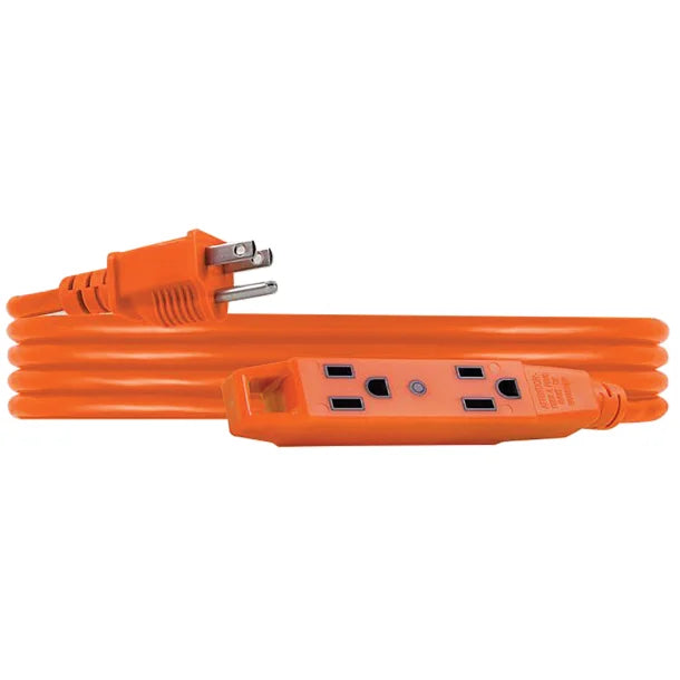 GE® UltraPro® Outdoor Extension Cord, 3 Outlets, 9-Ft. Cord, Orange, 51927