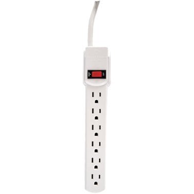 GE® Power Strip, 6 Grounded Outlets with Twist-to-Close Safety Covers, 9 Ft. Cord, White, 55253