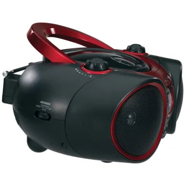 JENSEN® Portable CD Player with AM/FM Stereo Radio, CD-490 (Black/Red)