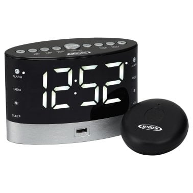 JENSEN® JCR-255 .6-Watt AM/FM Dual-Alarm Digital Clock Radio with Under-Pillow Vibrator