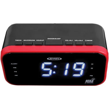 JENSEN® AM/FM/NOAA® Weather Band Clock Radio with Weather Alert