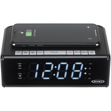 JENSEN® Dual Alarm Clock Radio with Qi® Charging