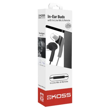 KOSS® KEB9i Earbuds with Microphone and In-Line Remote (Black)