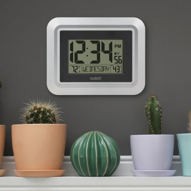 La Crosse Technology® Atomic Digital Wall Clock with Indoor/Outdoor Temperature