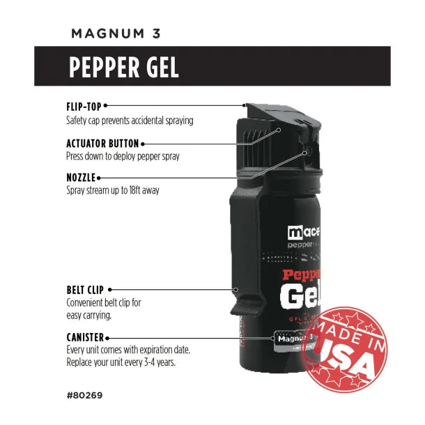 Mace® Brand Pepper Gel Magnum 3 Defense Spray