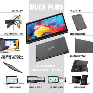 Mobile Pixels DUEX® Plus 13-Inch IPS Slide-Out Display for Laptops