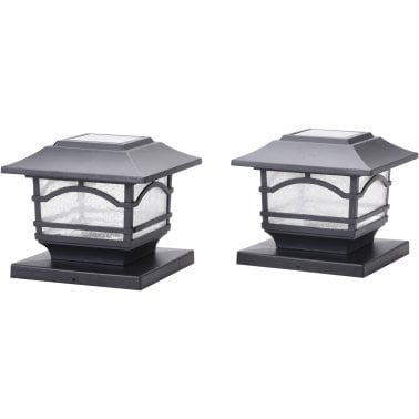 MAXSA® Innovations Mission-Style Solar Post Cap and Deck Railing Lights, 2 Pack (Black)