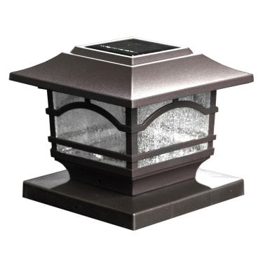 MAXSA® Innovations Mission-Style Solar Post Cap and Deck Railing Lights, 2 Pack (Dark Bronze)