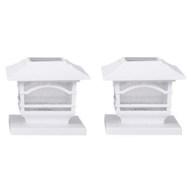 MAXSA® Innovations Mission-Style Solar Post Cap and Deck Railing Lights, 2 Pack (White)