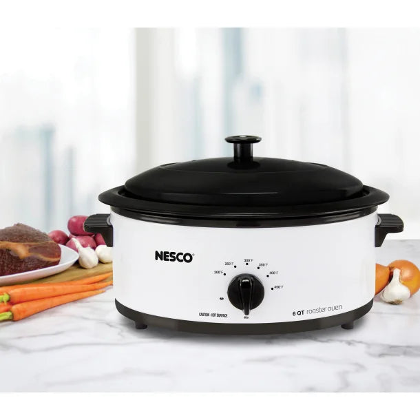 NESCO® 6-Qt. 750-Watt Roaster with Porcelain Cookwell (Ivory)