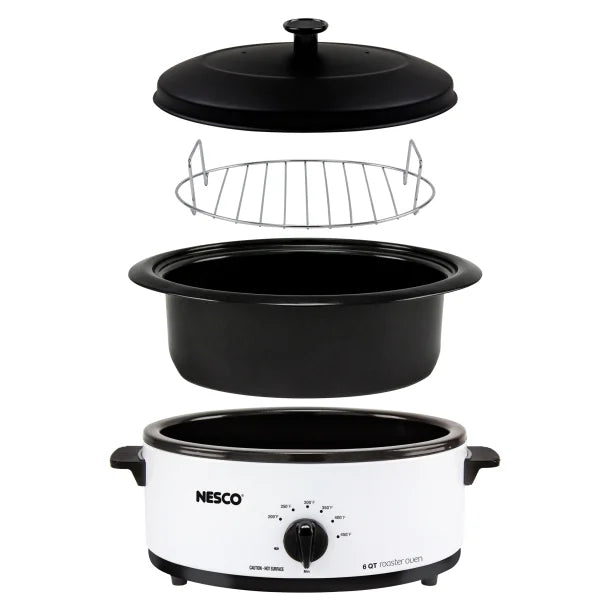 NESCO® 6-Qt. 750-Watt Roaster with Porcelain Cookwell (Ivory)