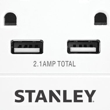 STANLEY® SurgeQuad 1,080-Joules Surge Protector Wall Tap, 4 AC Outlets and 2 USB-A Ports, 33202