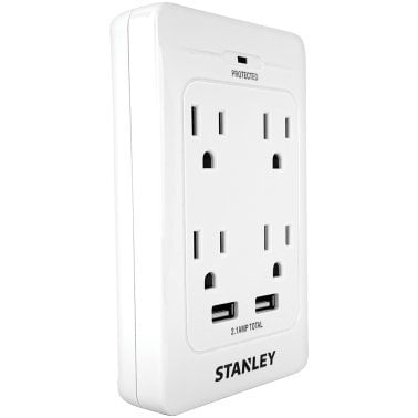 STANLEY® SurgeQuad 1,080-Joules Surge Protector Wall Tap, 4 AC Outlets and 2 USB-A Ports, 33202