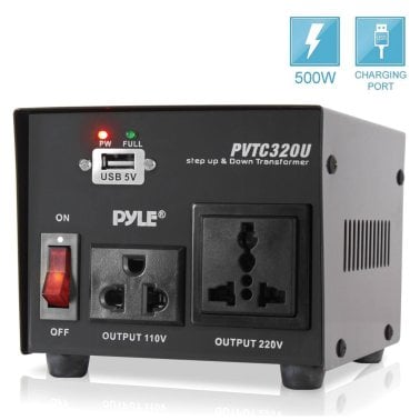 Pyle® Step Up and Step Down 500-Watt Voltage Converter Transformer with USB Charging Port