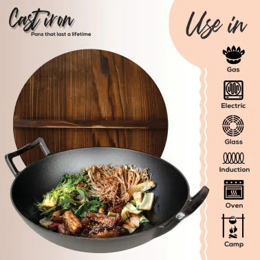 NutriChef Cast Iron Wok