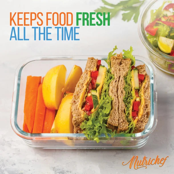 NutriChef 10-Piece Stackable Borosilicate Glass Food Storage Containers Set