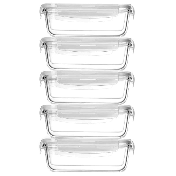 NutriChef 10-Piece Stackable Borosilicate Glass Food Storage Containers Set