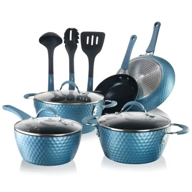 NutriChef Diamond Home Kitchen Cookware Set (Blue)