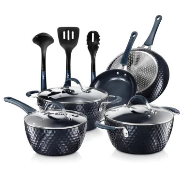 NutriChef Diamond Home Kitchen Cookware Set (Dark Blue)