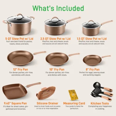 NutriChef 14-Piece Kitchenware Pots and Pans Set