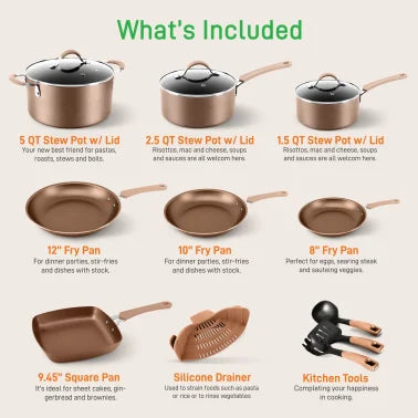 NutriChef 20-Piece Kitchenware Pots and Pans Set