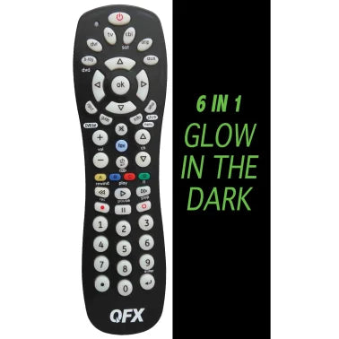 QFX® 6-Device Universal Remote with Glow-in-the-Dark Buttons, Black